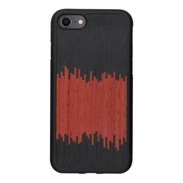Coque de protection en bois véritable fabriquée en France pour iPhone 6 / 6s alliant plusieurs essences de bois pour représenter du magma en fusion