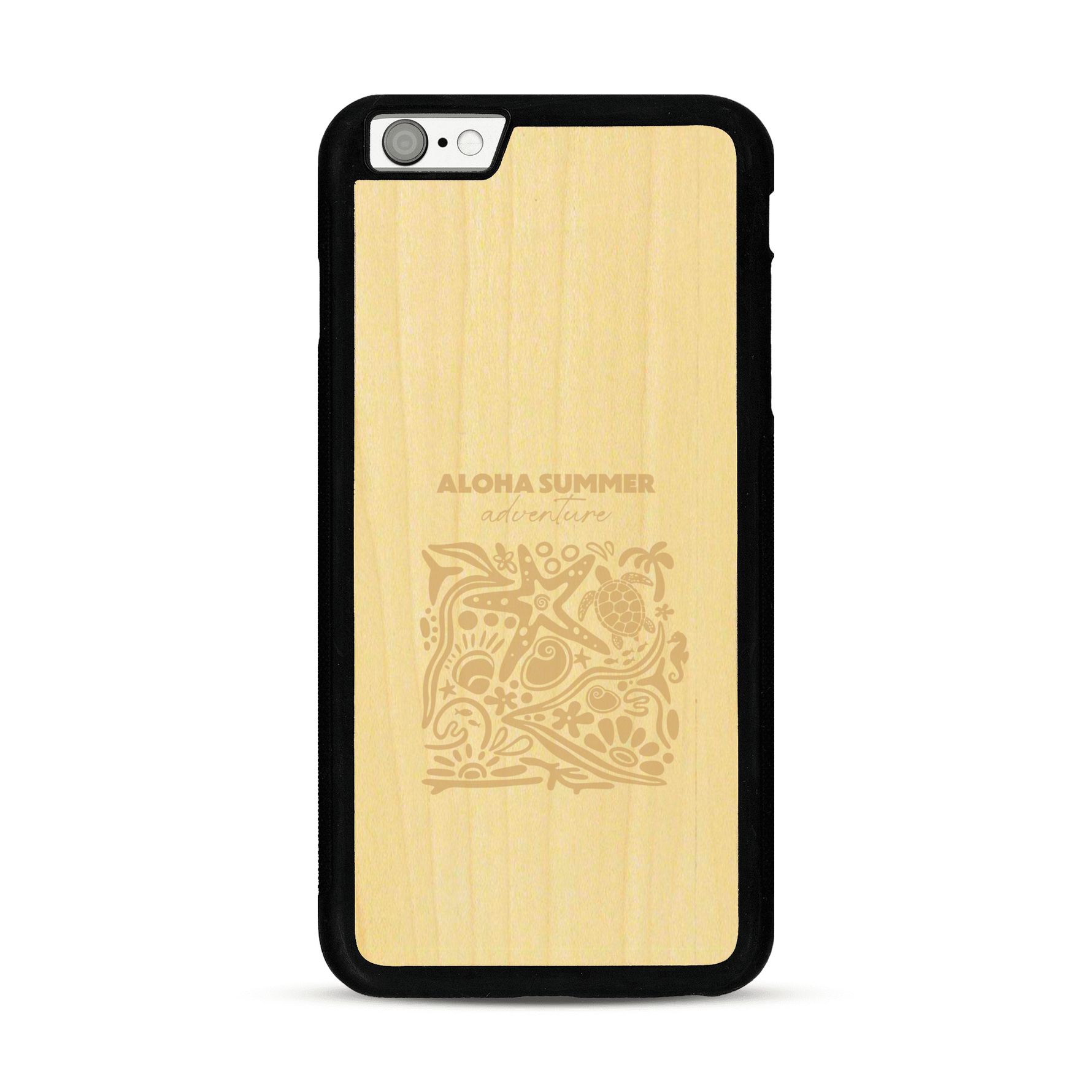 Coque de protection en bois véritable fabriquée en France pour  sur le thème de la plage, de l'été et vanlife.