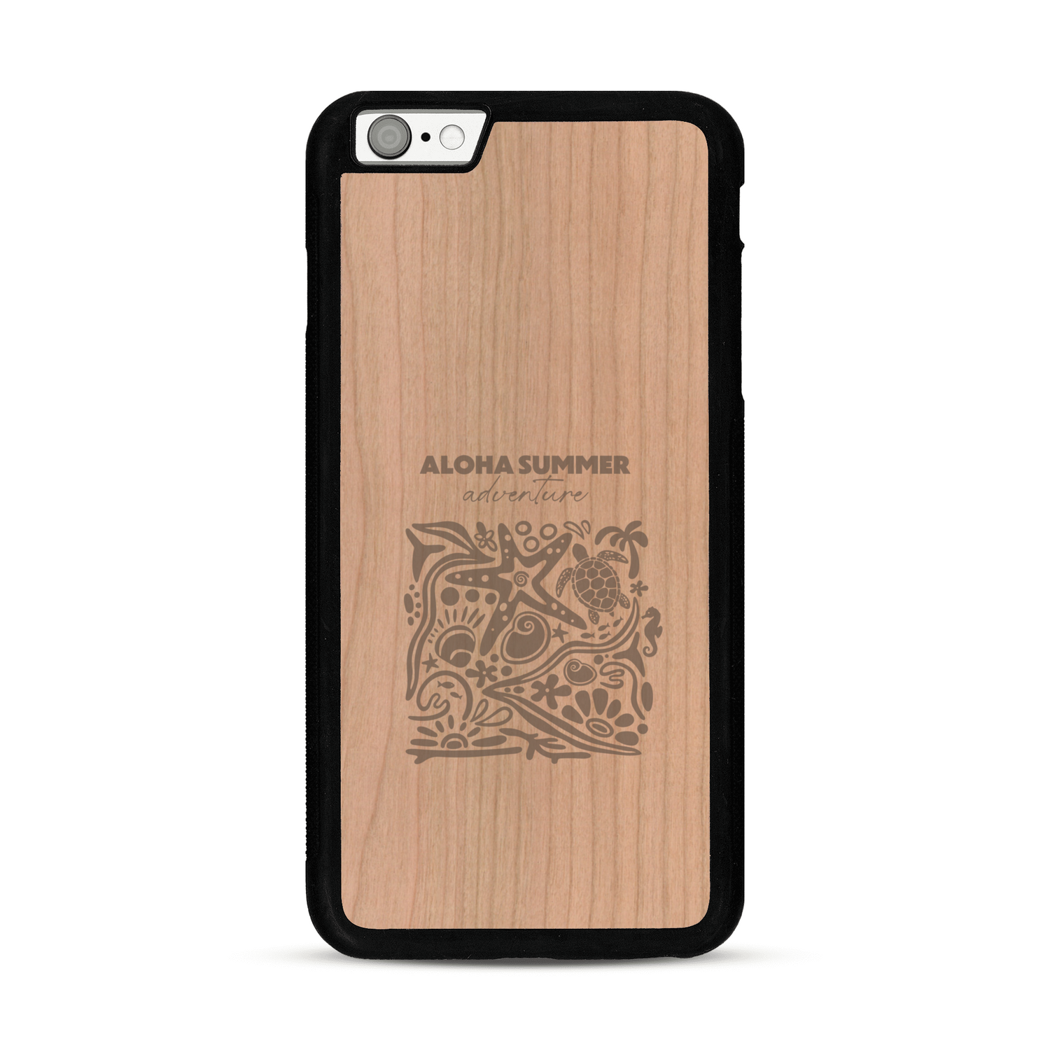 Coque de protection en bois véritable fabriquée en France pour  sur le thème de la plage, de l'été et vanlife.