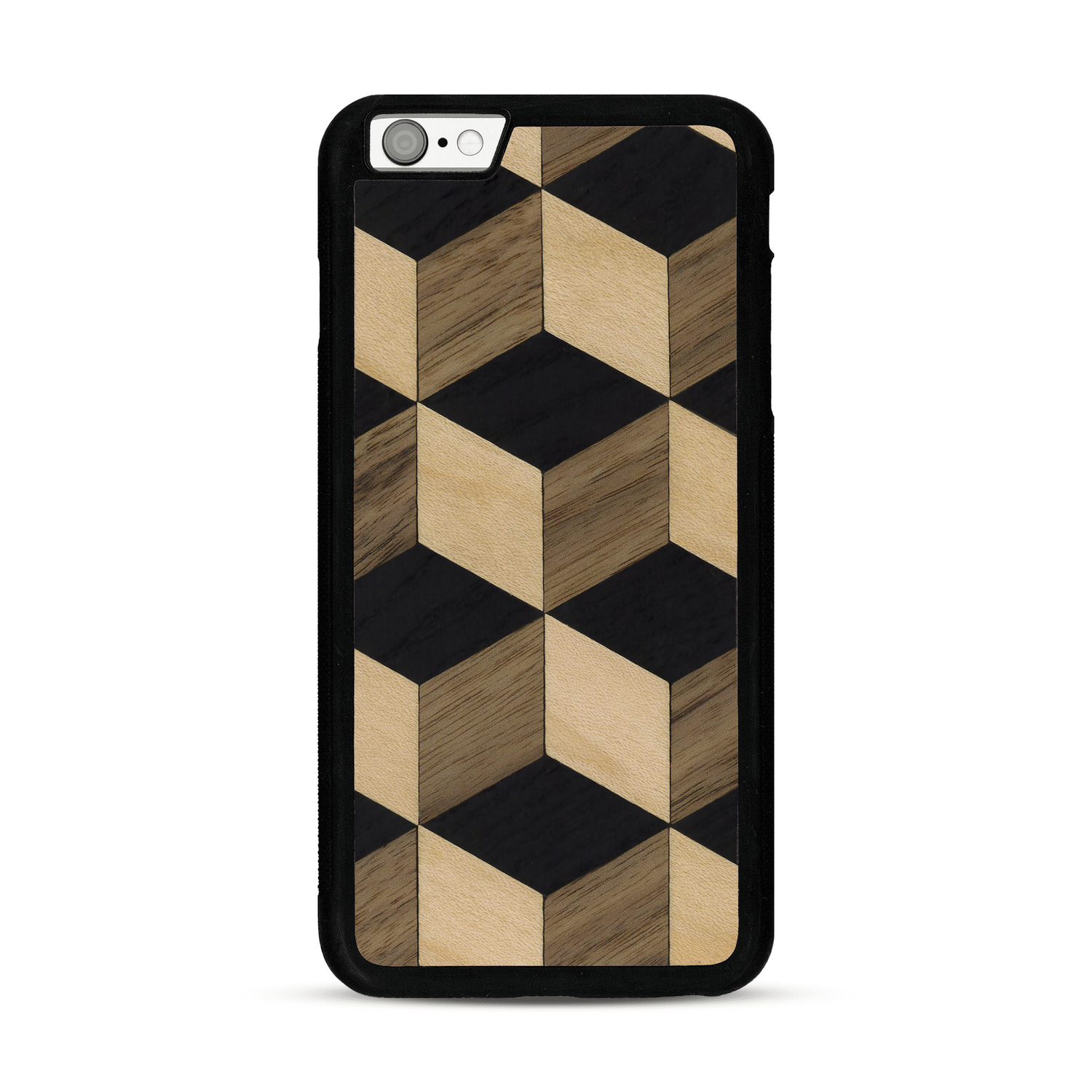 Coque de protection en bois véritable fabriquée en France pour  alliant plusieurs essences de bois pour représenter un classique intemporel de la marqueterie
