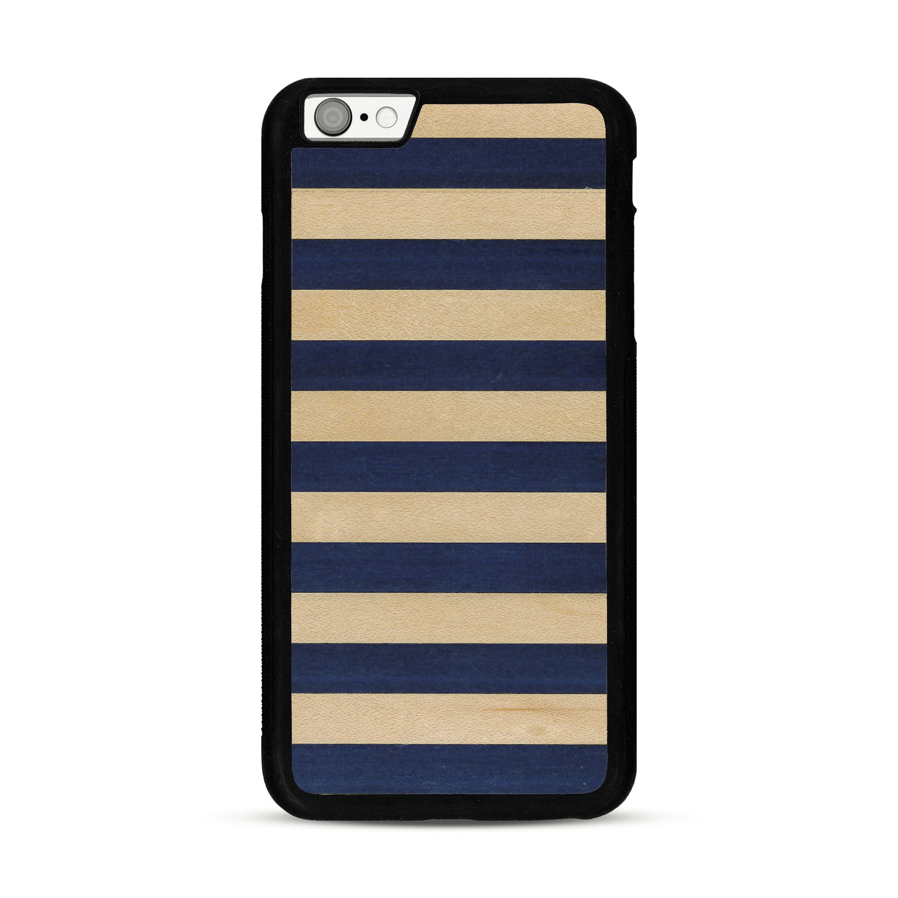 Coque de protection en bois véritable fabriquée en France pour  alliant plusieurs essences de bois pour représenter une marinière