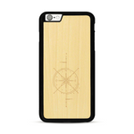 Coque de protection en bois véritable fabriquée en France pour  avec une gravure "rose des vents" sur le thème nautique et de l'océan qui s'inspire des boussoles de pirate