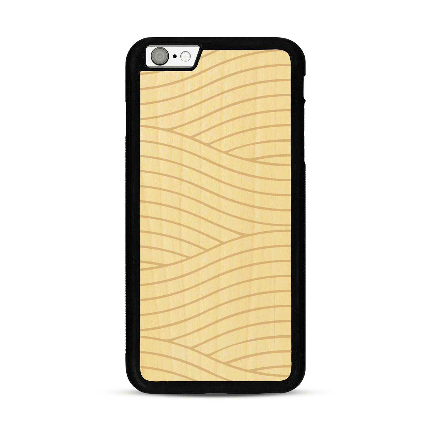 Coque de protection en bois véritable fabriquée en France pour  avec un motif moderne et minimaliste sur le thème waves et wavy représentant les vagues de l'océan