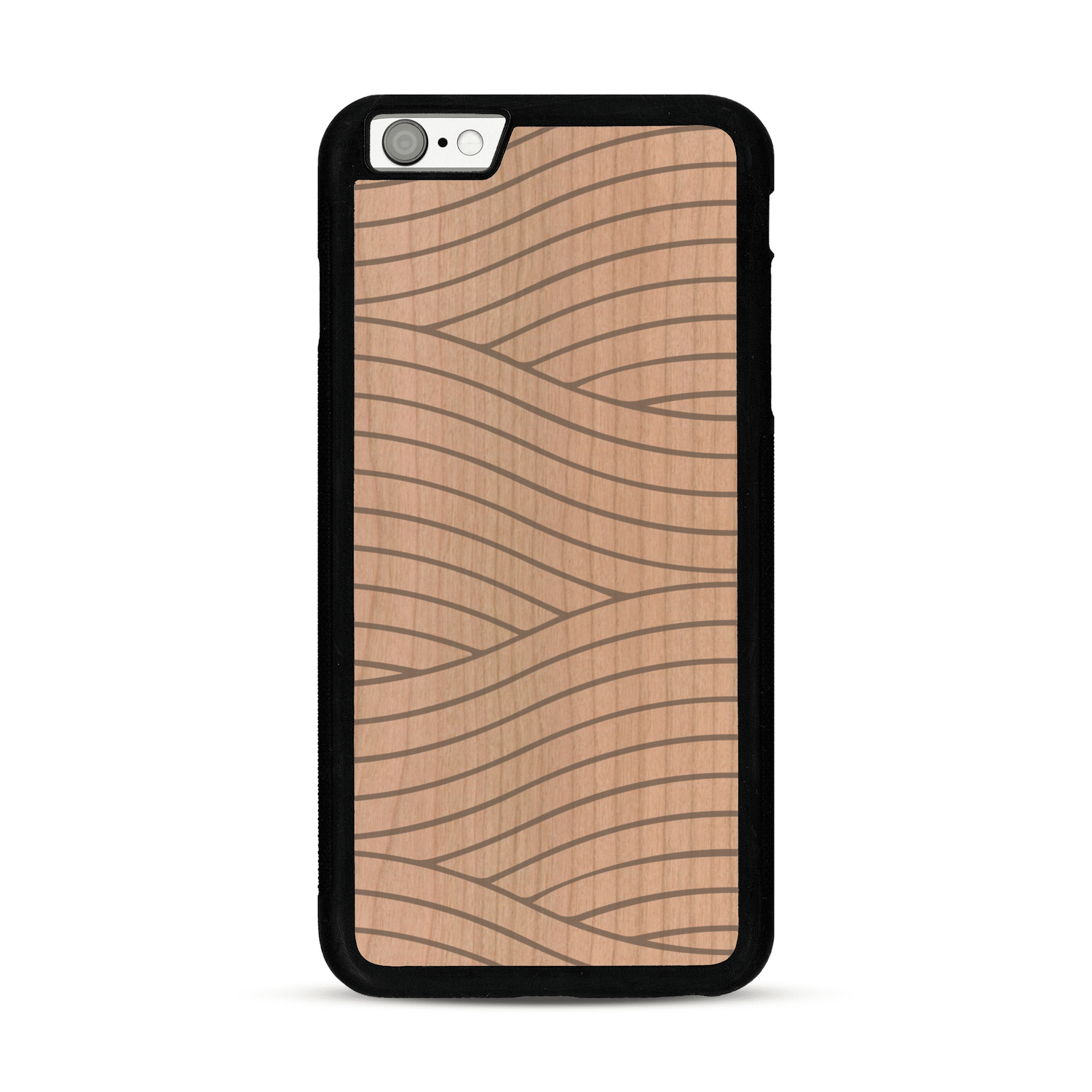 Coque de protection en bois véritable fabriquée en France pour  avec un motif moderne et minimaliste sur le thème waves et wavy représentant les vagues de l'océan