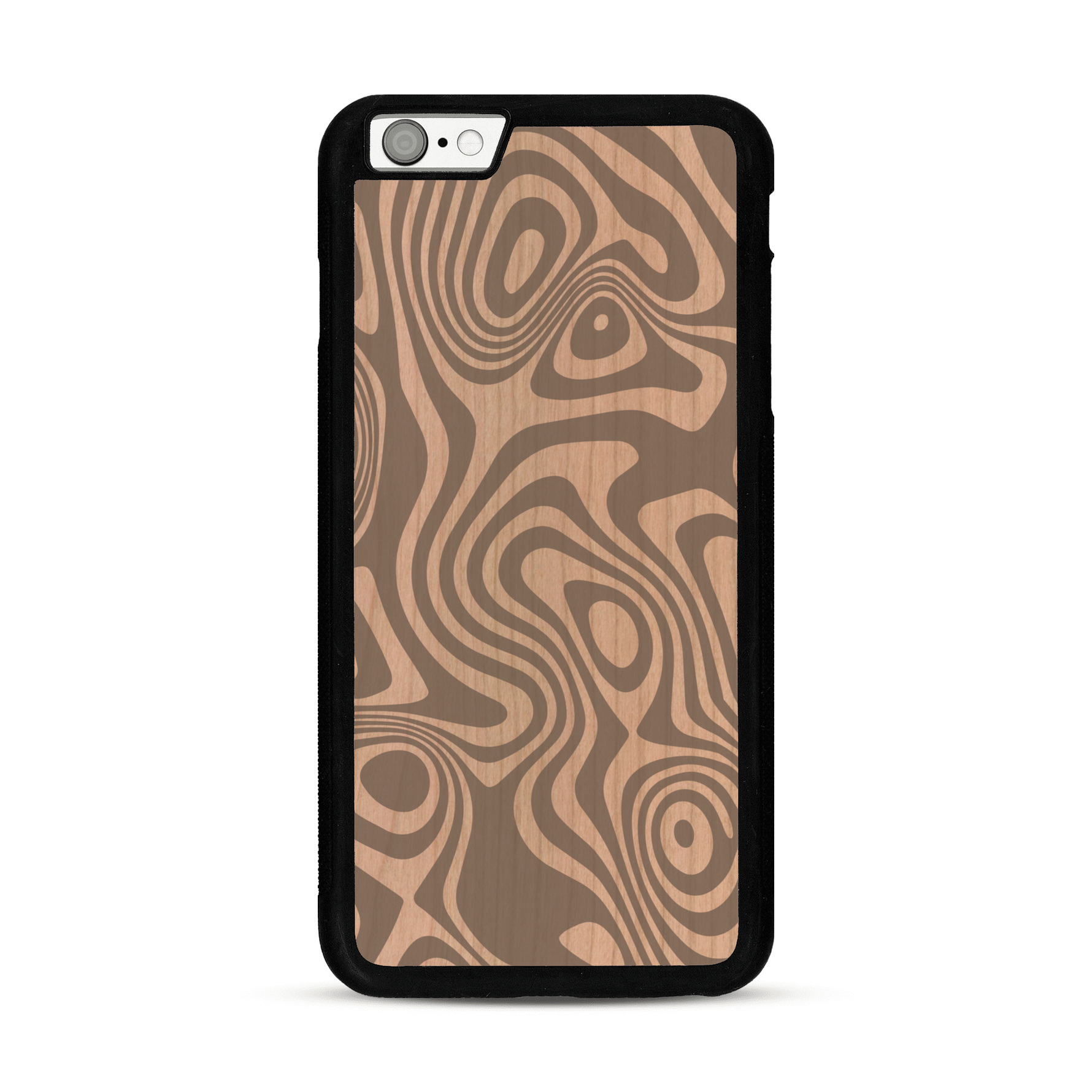 Coque de protection en bois véritable fabriquée en France pour  avec un motif abstrait représentant les mouvements de l'eau