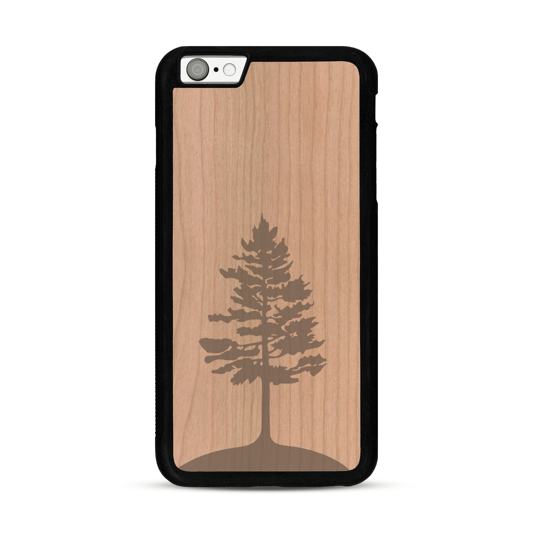 Coque de protection en bois véritable fabriquée en France pour  sur le thème de la nature, de la fôret et de l'écoresponsabilité avec une gravure représentant un arbre 