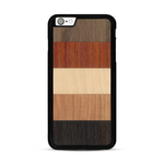 Coque de protection en bois véritable fabriquée en France pour  alliant des bandes horizontales de bambou, merisier, padouk, noyer et chêne fumé