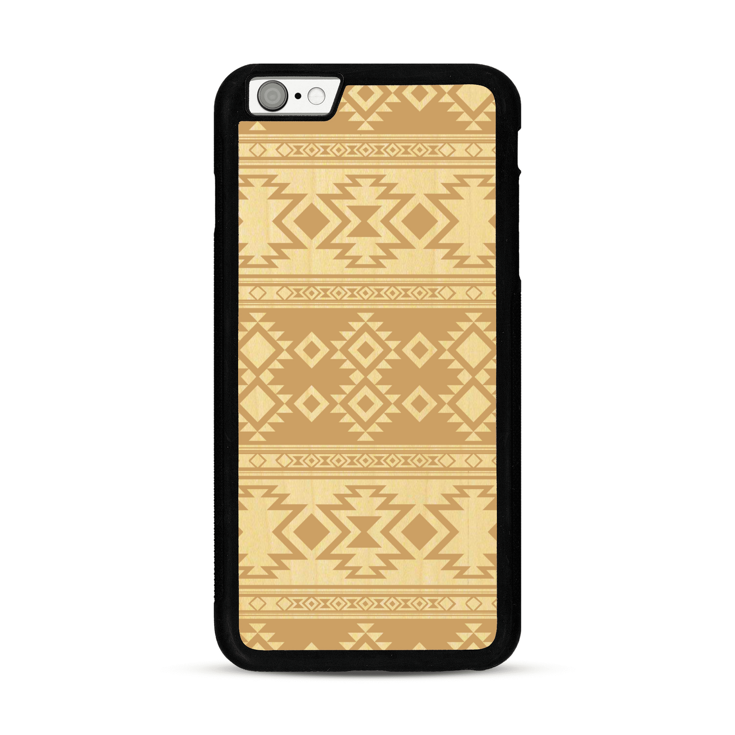 Coque de protection en bois véritable fabriquée en France pour  avec des motifs géométriques s'inspirant des temples aztèques, mayas et incas