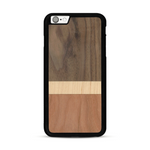Coque de protection en bois véritable fabriquée en France pour  alliant des bandes horizontales de bambou, merisier et noyer