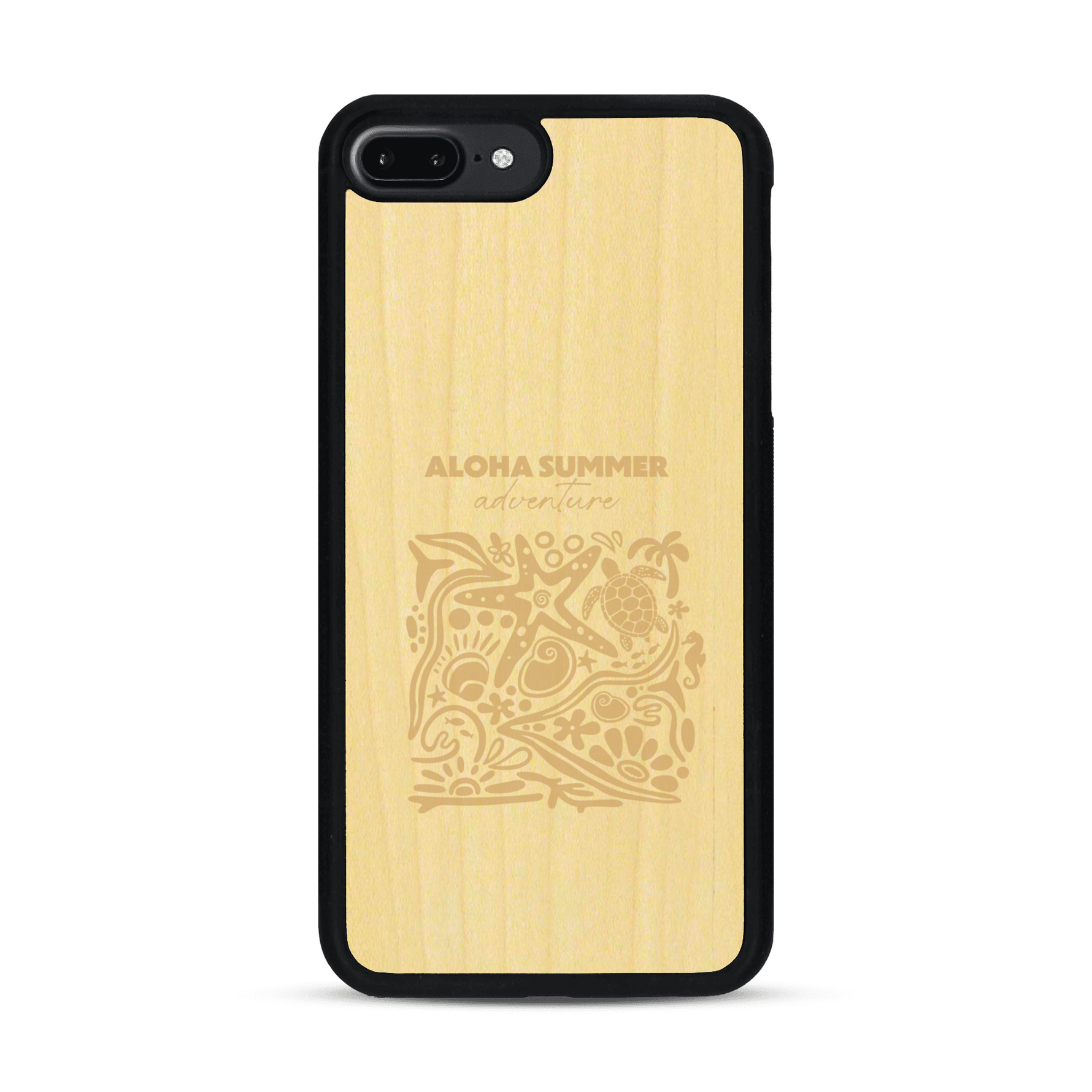 Coque de protection en bois véritable fabriquée en France pour  sur le thème de la plage, de l'été et vanlife.
