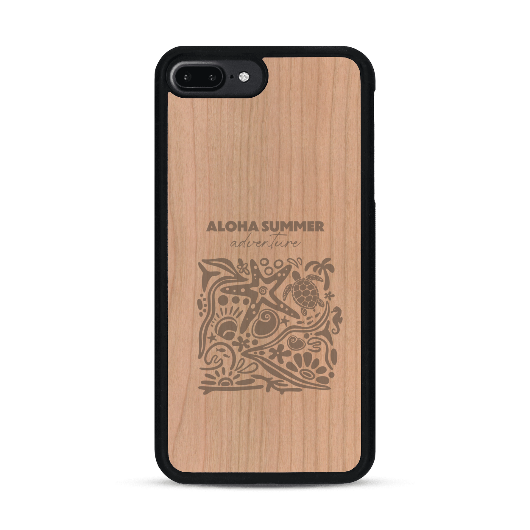 Coque de protection en bois véritable fabriquée en France pour  sur le thème de la plage, de l'été et vanlife.