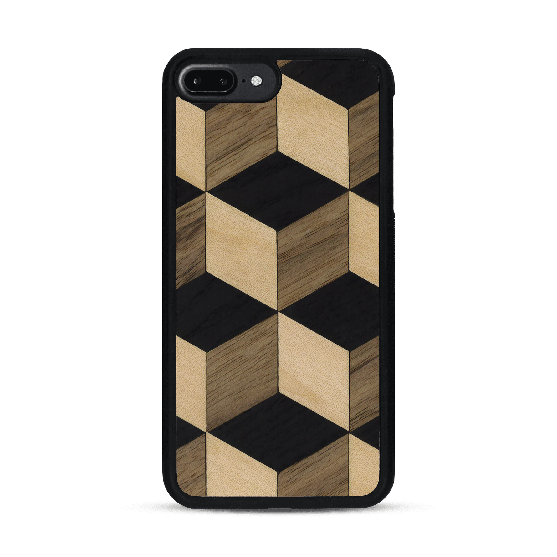 Coque de protection en bois véritable fabriquée en France pour  alliant plusieurs essences de bois pour représenter un classique intemporel de la marqueterie
