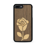 Coque de protection en bois véritable fabriquée en France pour  alliant plusieurs essences de bois pour représenter une rose