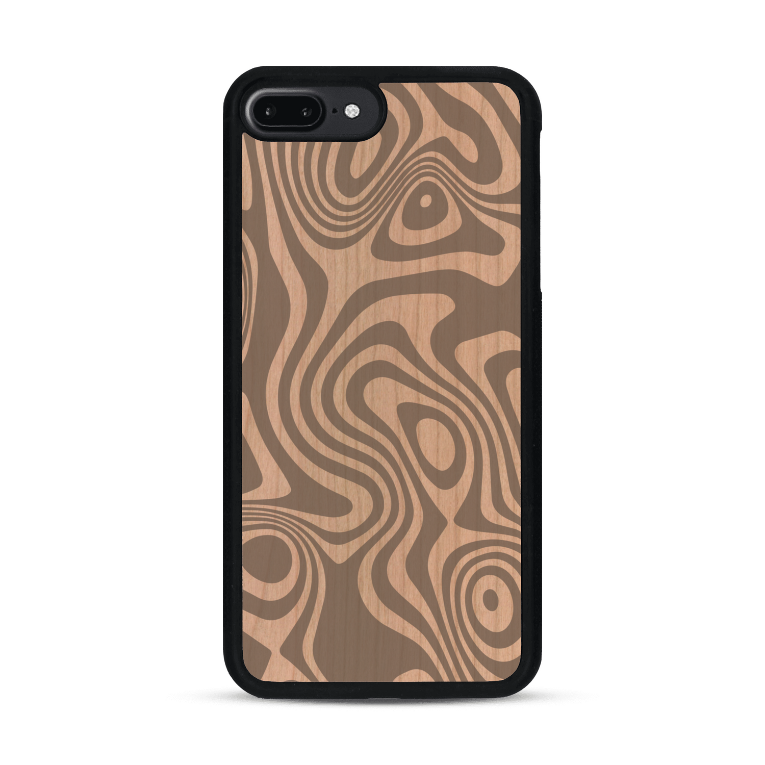 Coque de protection en bois véritable fabriquée en France pour  avec un motif abstrait représentant les mouvements de l'eau