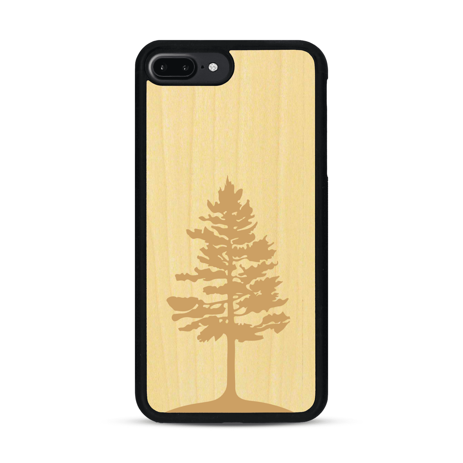 Coque de protection en bois véritable fabriquée en France pour  sur le thème de la nature, de la fôret et de l'écoresponsabilité avec une gravure représentant un arbre 