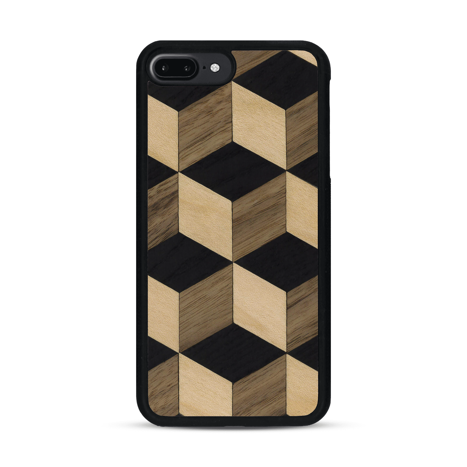 Coque de protection en bois véritable fabriquée en France pour  alliant plusieurs essences de bois pour représenter un classique intemporel de la marqueterie