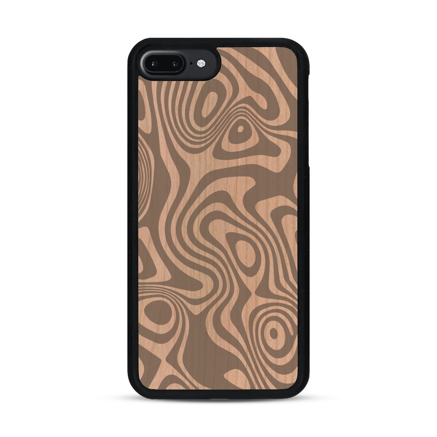 Coque de protection en bois véritable fabriquée en France pour  avec un motif abstrait représentant les mouvements de l'eau