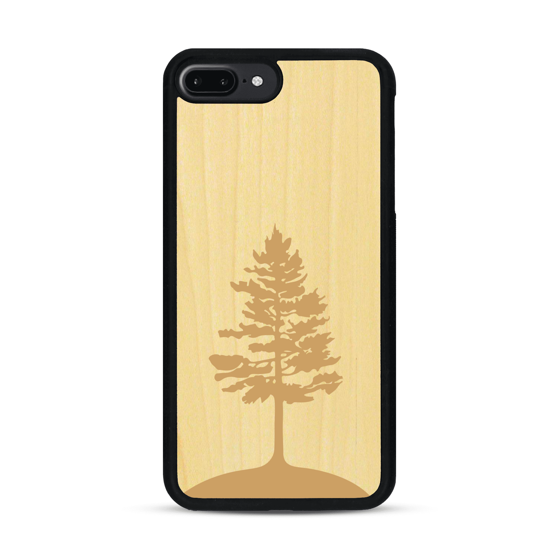 Coque de protection en bois véritable fabriquée en France pour  sur le thème de la nature, de la fôret et de l'écoresponsabilité avec une gravure représentant un arbre 