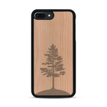 Coque de protection en bois véritable fabriquée en France pour  sur le thème de la nature, de la fôret et de l'écoresponsabilité avec une gravure représentant un arbre 