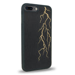 Coque de protection en bois véritable fabriquée en France pour iPhone 7 Plus / 8 Plus alliant plusieurs essences de bois pour représenter un éclair divin