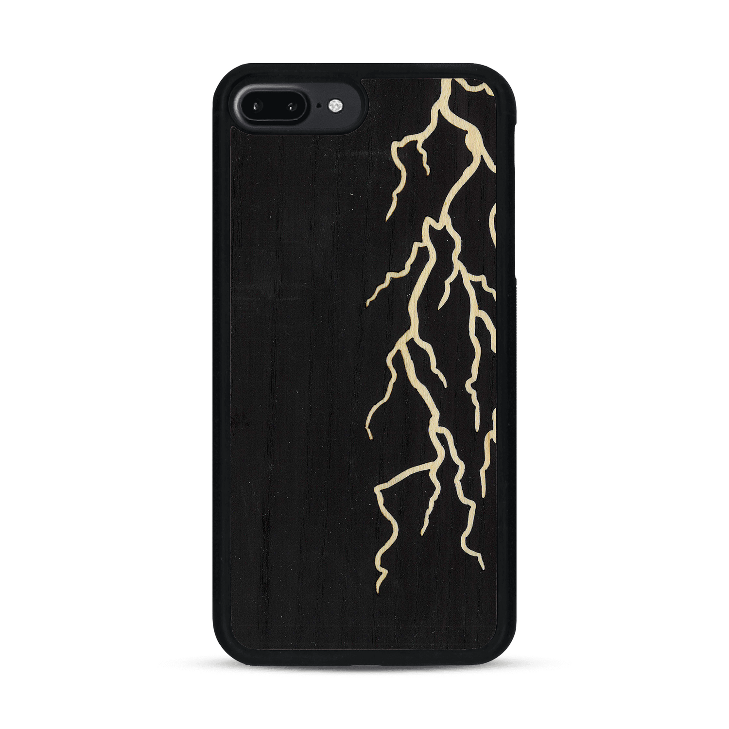 Coque de protection en bois véritable fabriquée en France pour  alliant plusieurs essences de bois pour représenter un éclair divin