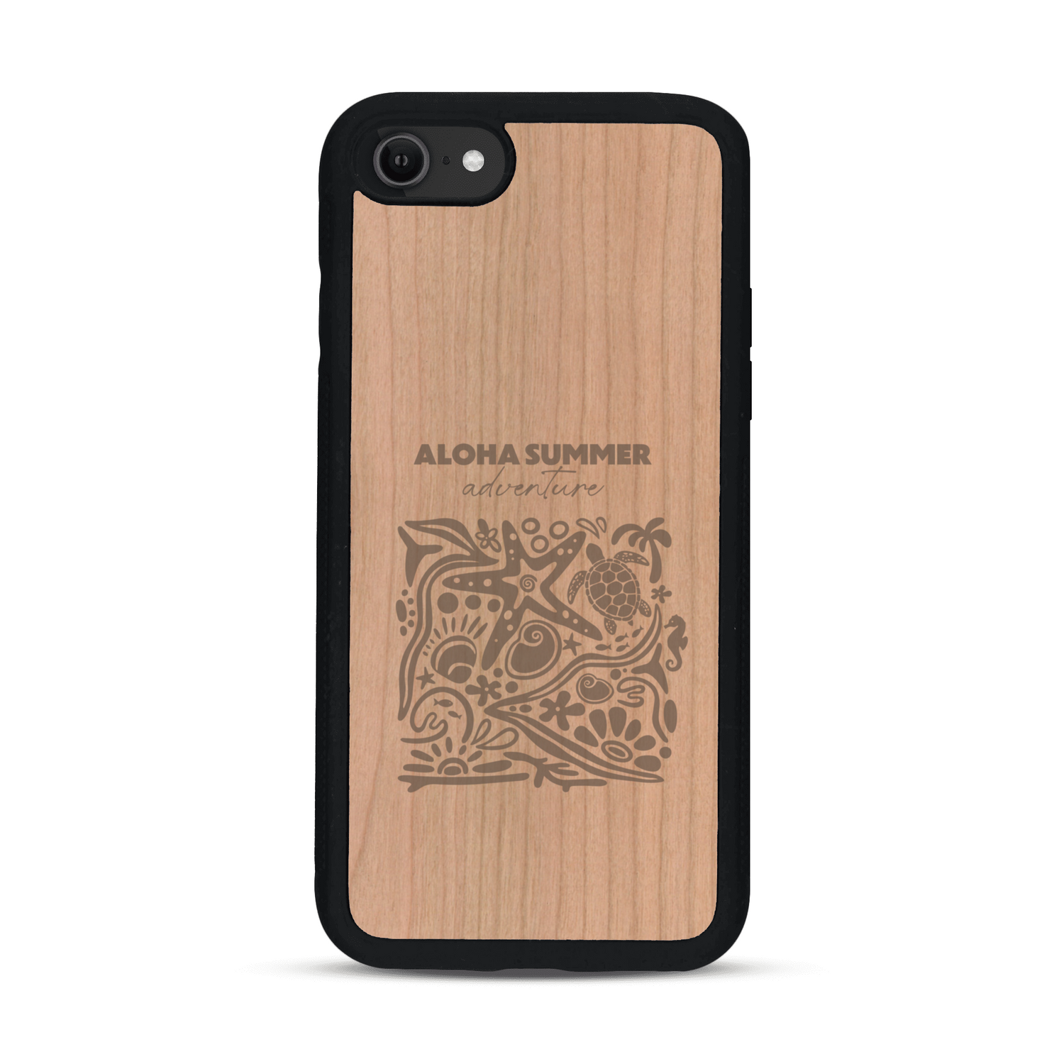 Coque de protection en bois véritable fabriquée en France pour  sur le thème de la plage, de l'été et vanlife.