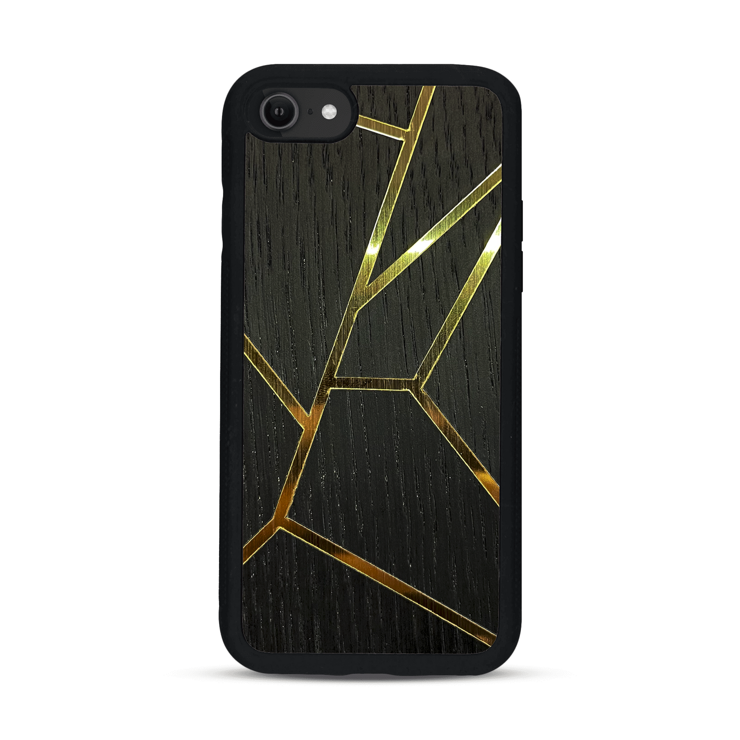 Coque de protection en bois véritable fabriquée en France pour  alliant plusieurs essences de bois pour représenter des fragments design