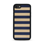Coque de protection en bois véritable fabriquée en France pour  alliant plusieurs essences de bois pour représenter une marinière