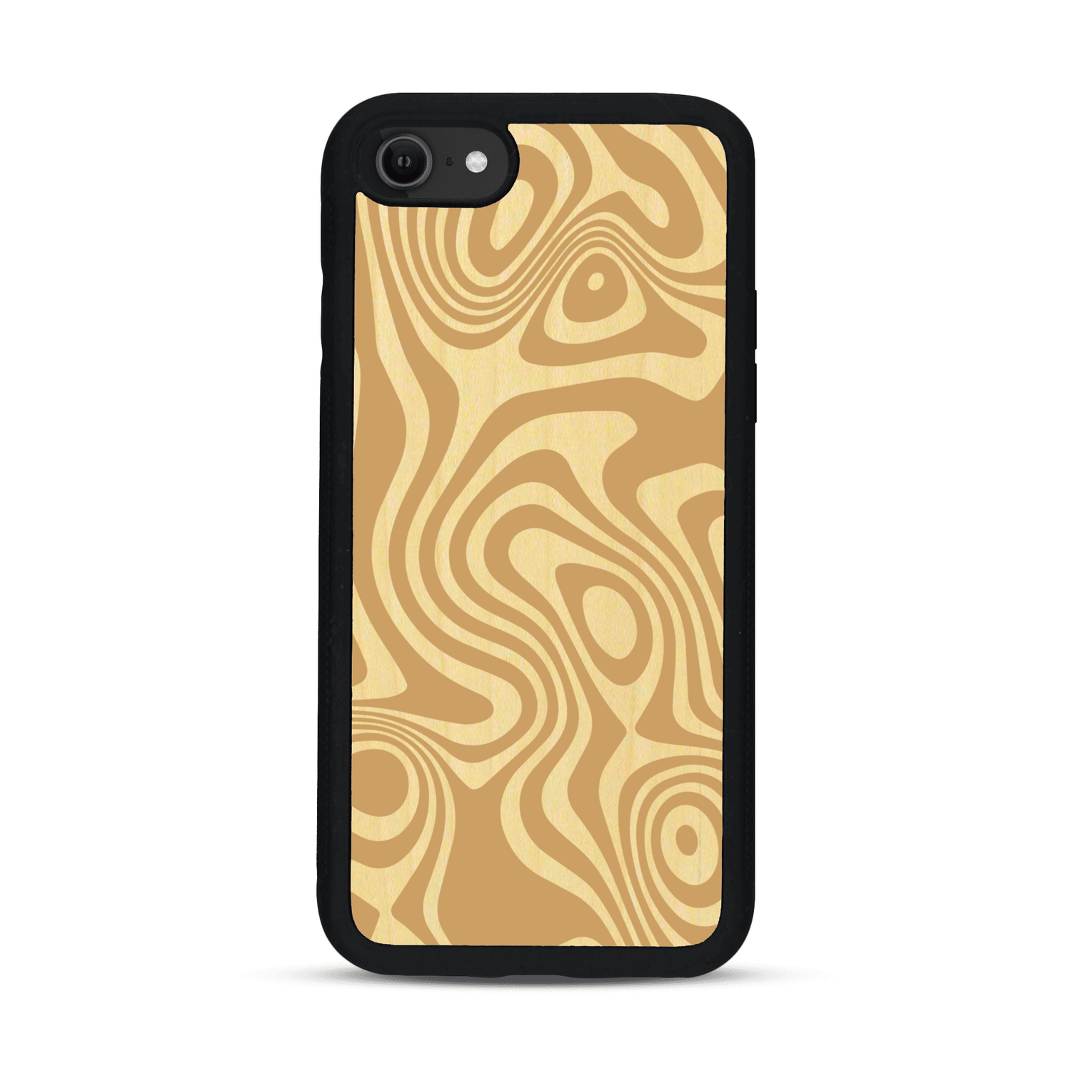 Coque de protection en bois véritable fabriquée en France pour  avec un motif abstrait représentant les mouvements de l'eau