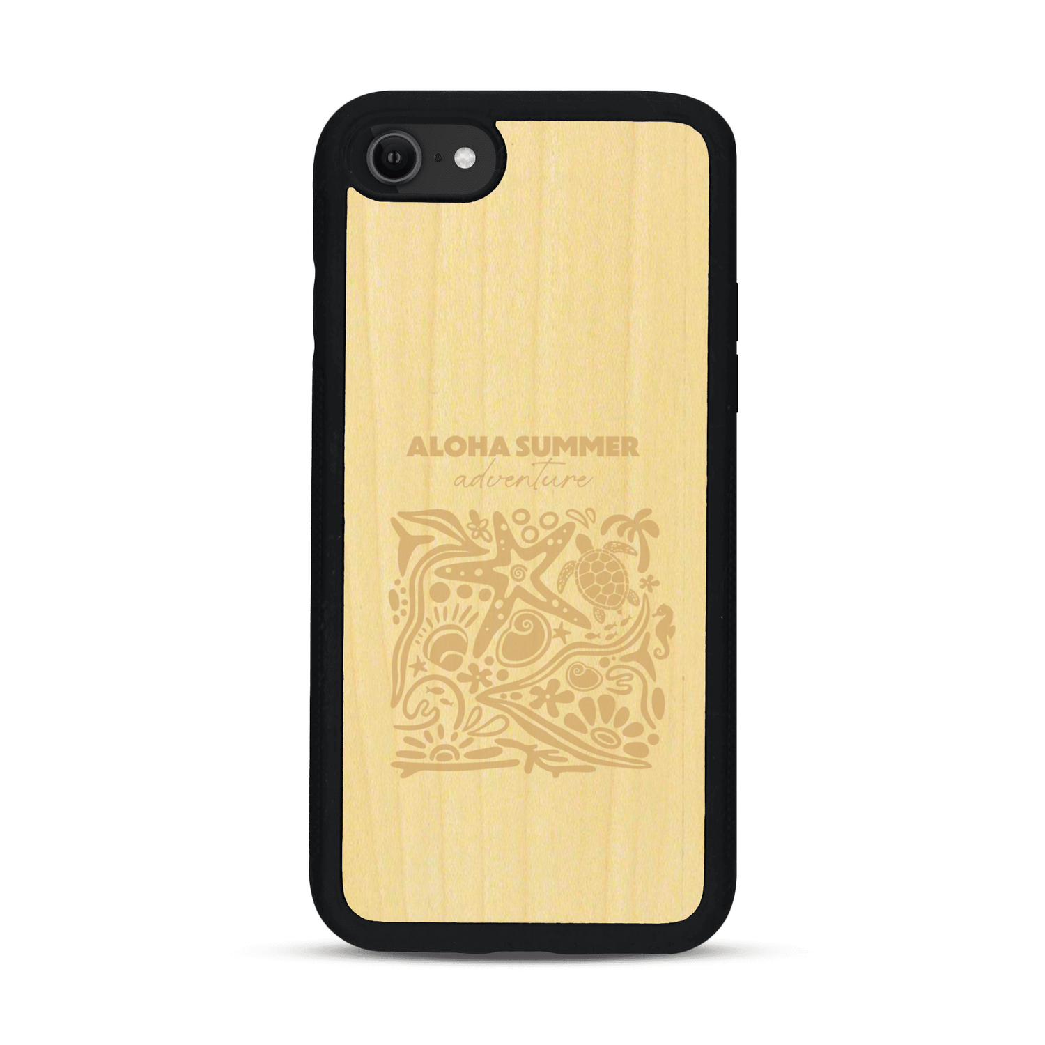 Coque de protection en bois véritable fabriquée en France pour  sur le thème de la plage, de l'été et vanlife.