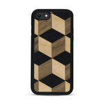 Coque de protection en bois véritable fabriquée en France pour  alliant plusieurs essences de bois pour représenter un classique intemporel de la marqueterie