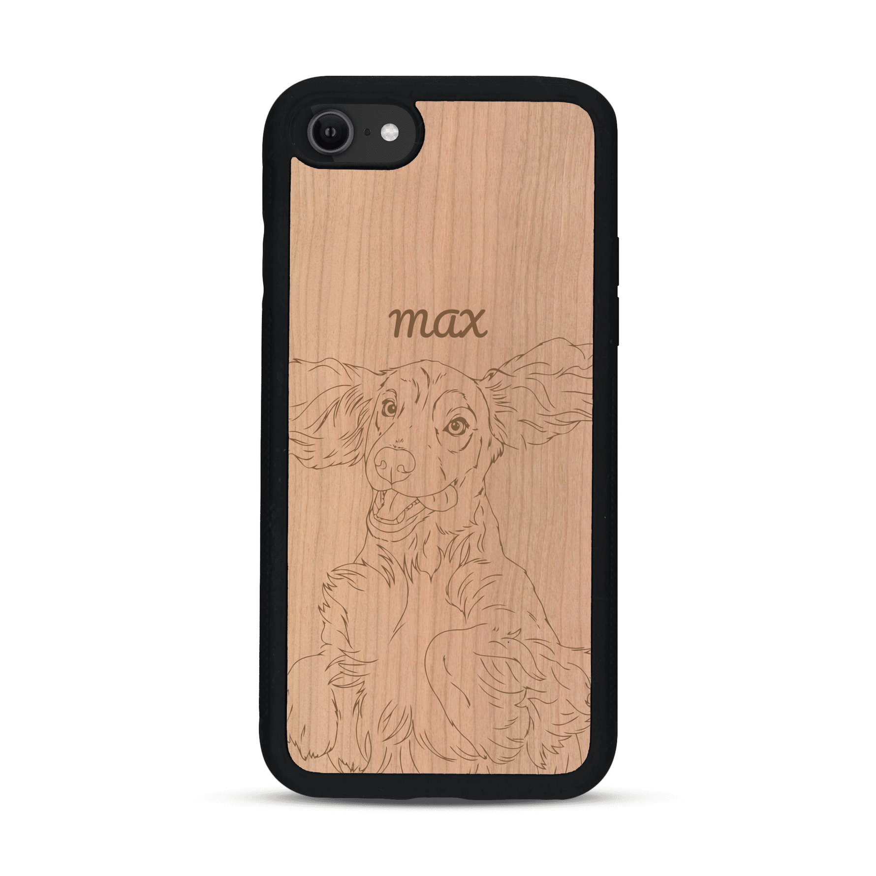 Coque de protection en bois véritable fabriquée en France pour  avec gravure personnalisée à partir d'une photo, d'une image, d'un logo, des initials ou d'une phrase