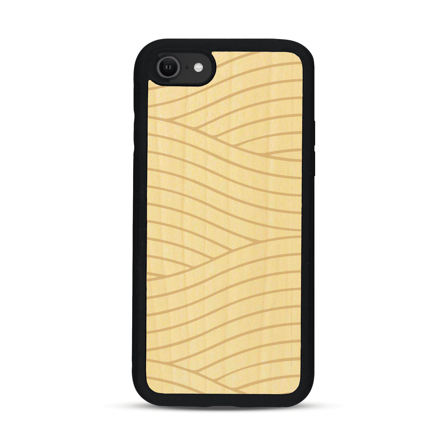 Coque de protection en bois véritable fabriquée en France pour  avec un motif moderne et minimaliste sur le thème waves et wavy représentant les vagues de l'océan