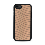 Coque de protection en bois véritable fabriquée en France pour  avec un motif moderne et minimaliste sur le thème waves et wavy représentant les vagues de l'océan