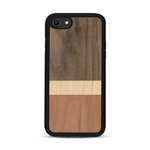Coque de protection en bois véritable fabriquée en France pour  alliant des bandes horizontales de bambou, merisier et noyer