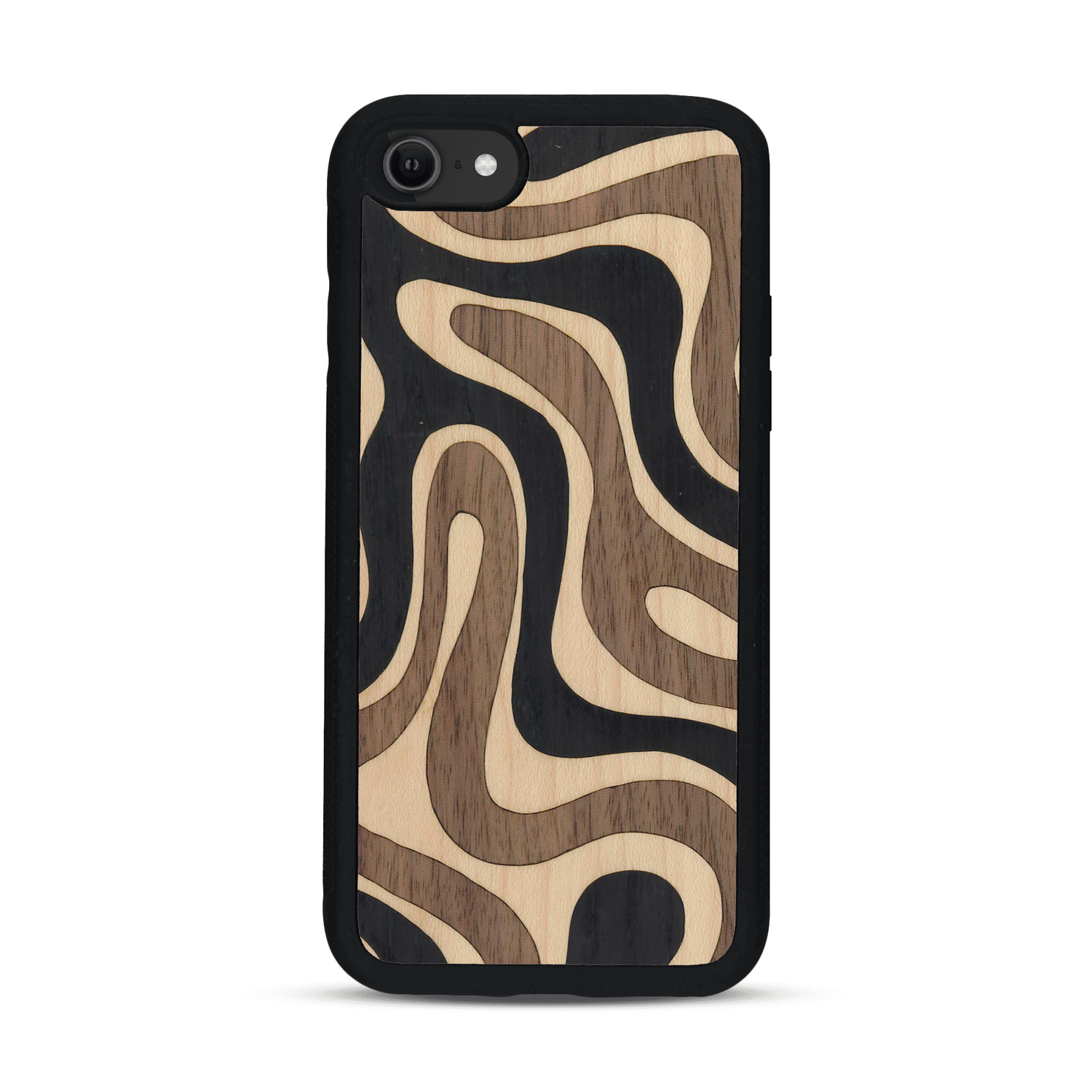 Coque de protection en bois véritable fabriquée en France pour  alliant plusieurs essences de bois pour représenter une ondulation