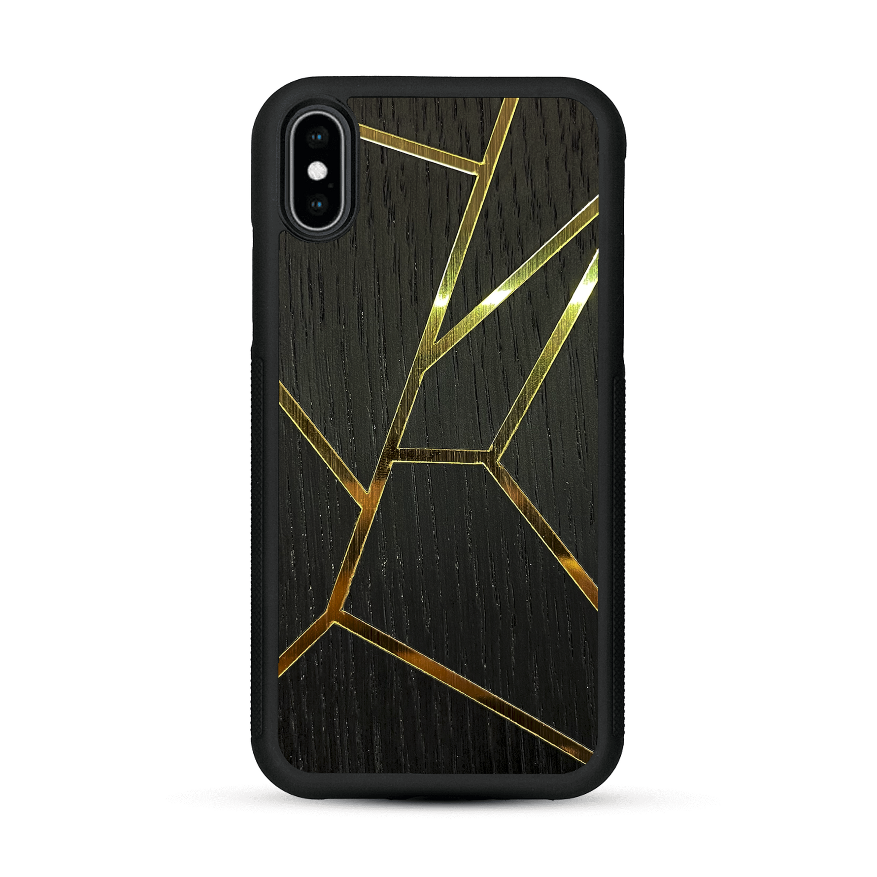 Coque de protection en bois véritable fabriquée en France pour  alliant plusieurs essences de bois pour représenter des fragments design