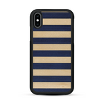 Coque de protection en bois véritable fabriquée en France pour  alliant plusieurs essences de bois pour représenter une marinière