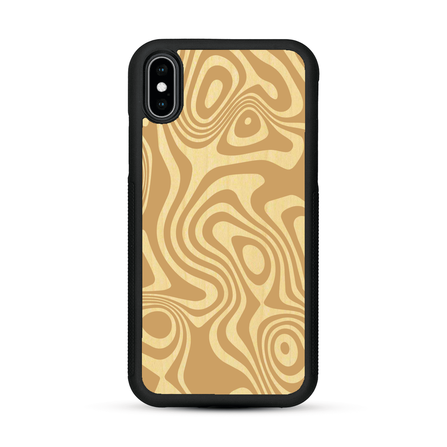 Coque de protection en bois véritable fabriquée en France pour  avec un motif abstrait représentant les mouvements de l'eau