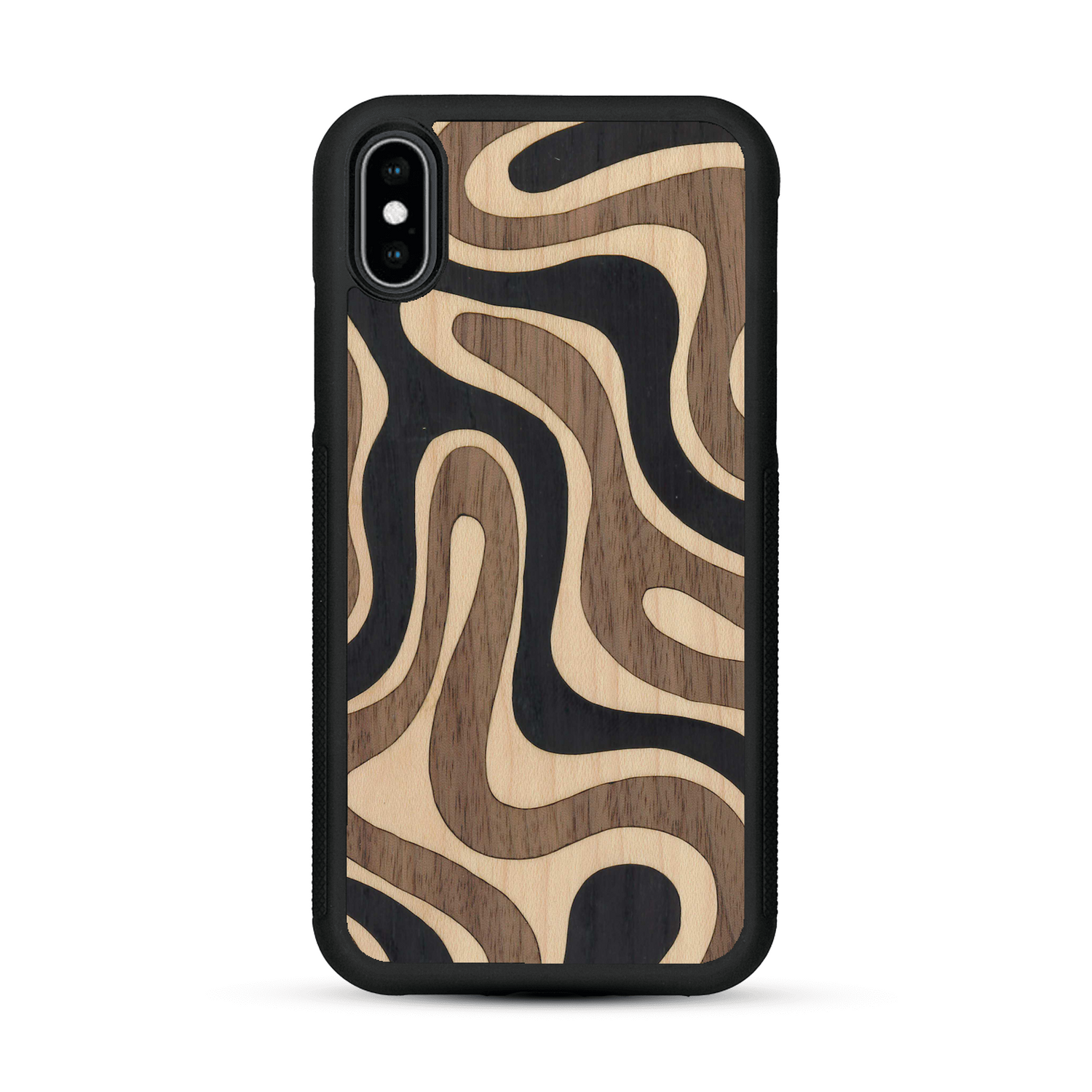 Coque de protection en bois véritable fabriquée en France pour  alliant plusieurs essences de bois pour représenter une ondulation