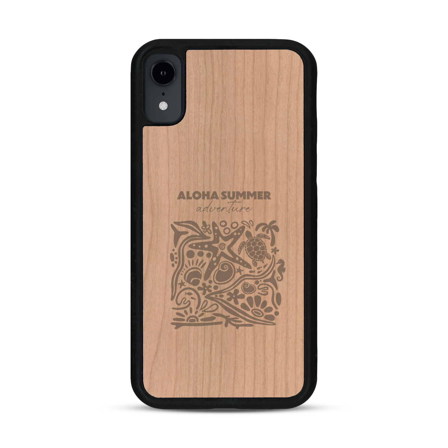 Coque de protection en bois véritable fabriquée en France pour  sur le thème de la plage, de l'été et vanlife.