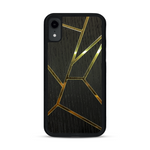 Coque de protection en bois véritable fabriquée en France pour  alliant plusieurs essences de bois pour représenter des fragments design