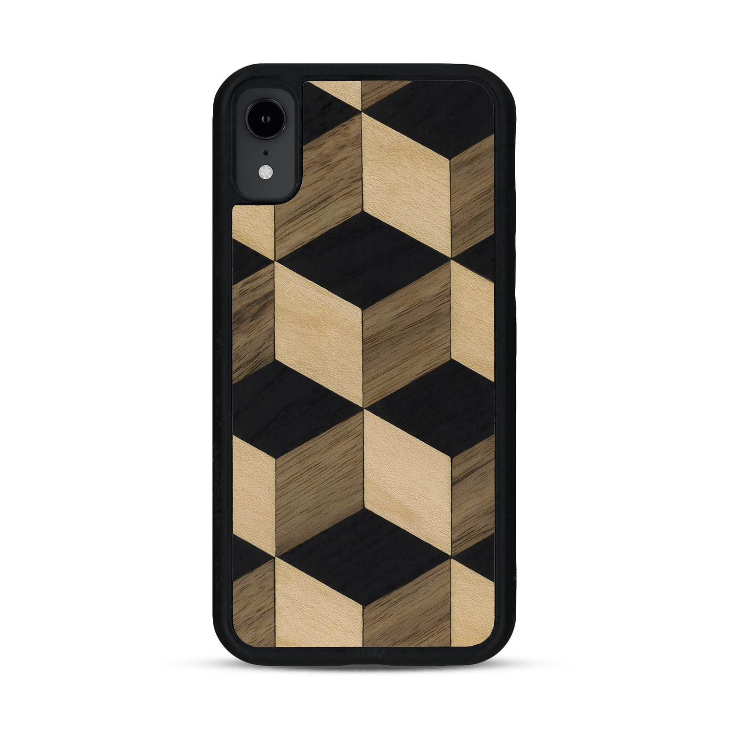 Coque de protection en bois véritable fabriquée en France pour  alliant plusieurs essences de bois pour représenter un classique intemporel de la marqueterie