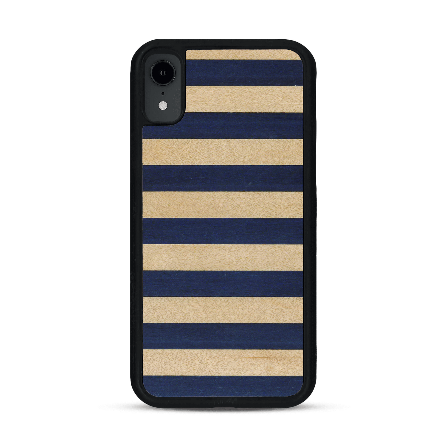 Coque de protection en bois véritable fabriquée en France pour  alliant plusieurs essences de bois pour représenter une marinière