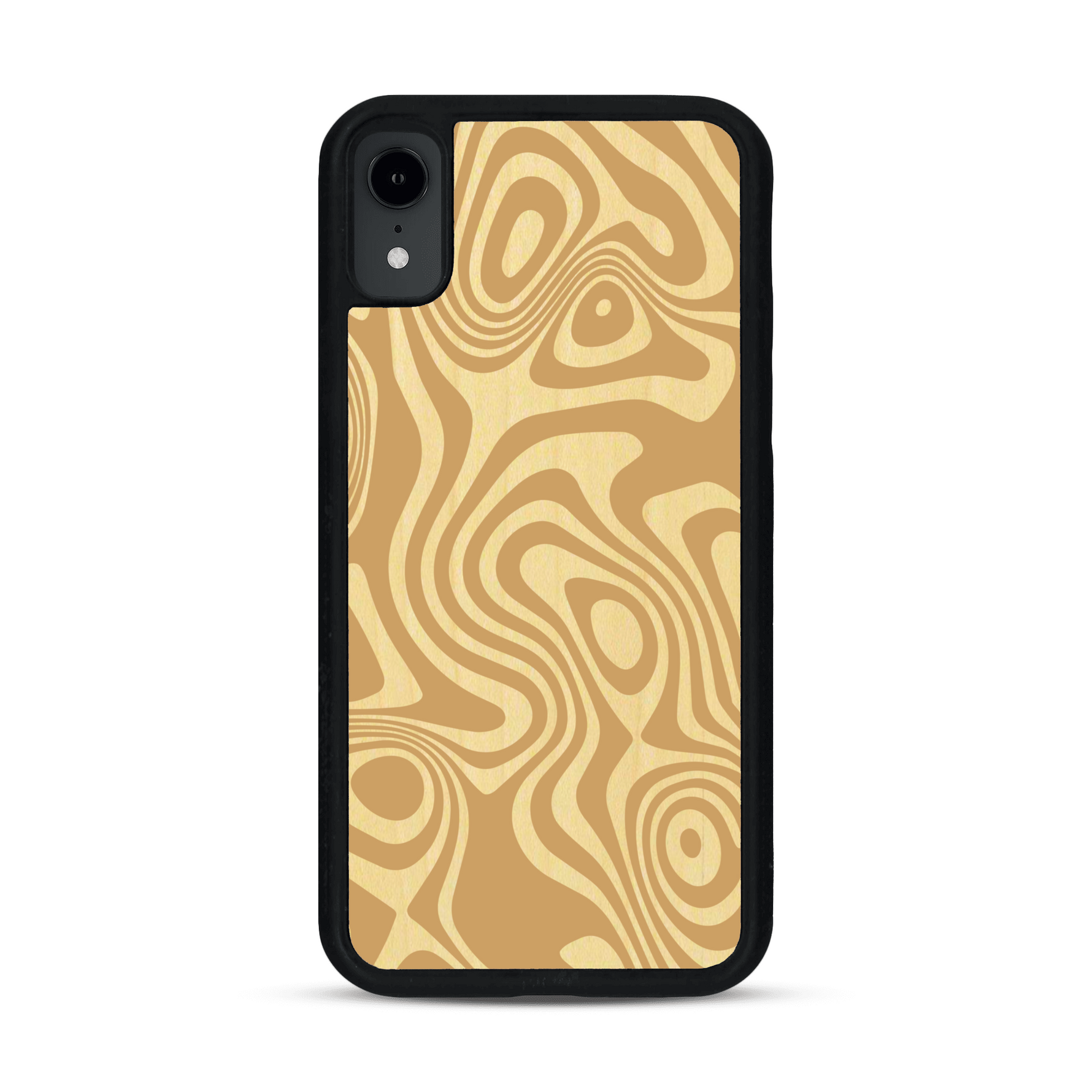 Coque de protection en bois véritable fabriquée en France pour  avec un motif abstrait représentant les mouvements de l'eau