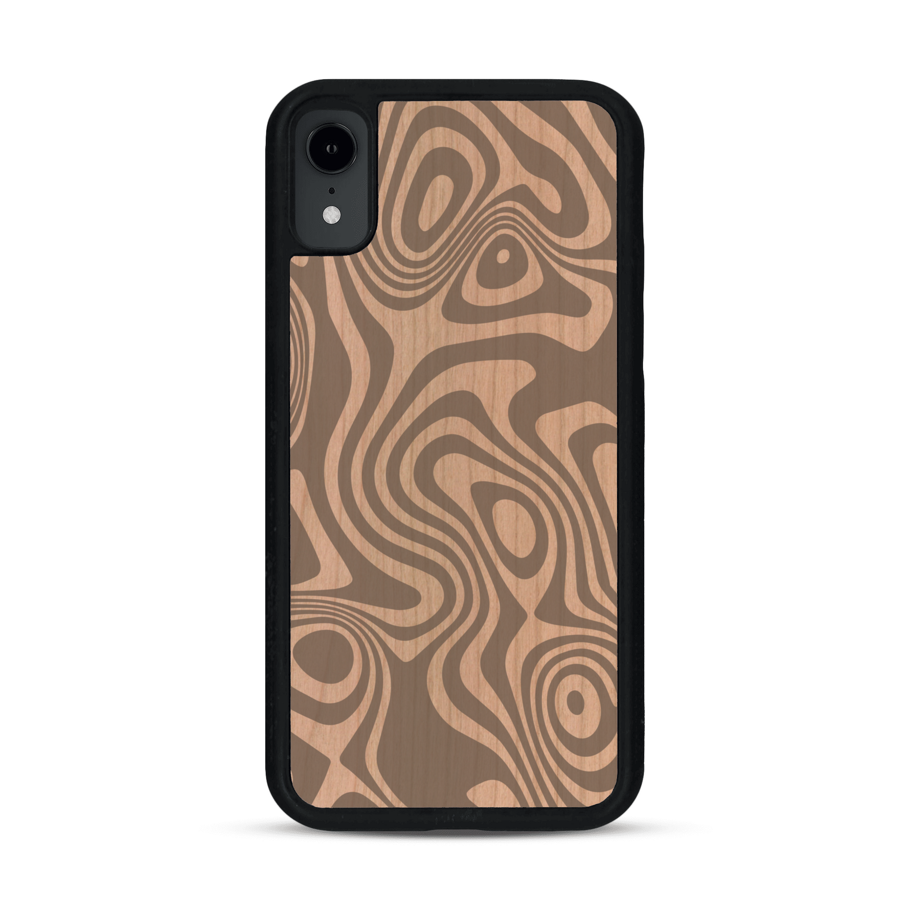 Coque de protection en bois véritable fabriquée en France pour  avec un motif abstrait représentant les mouvements de l'eau