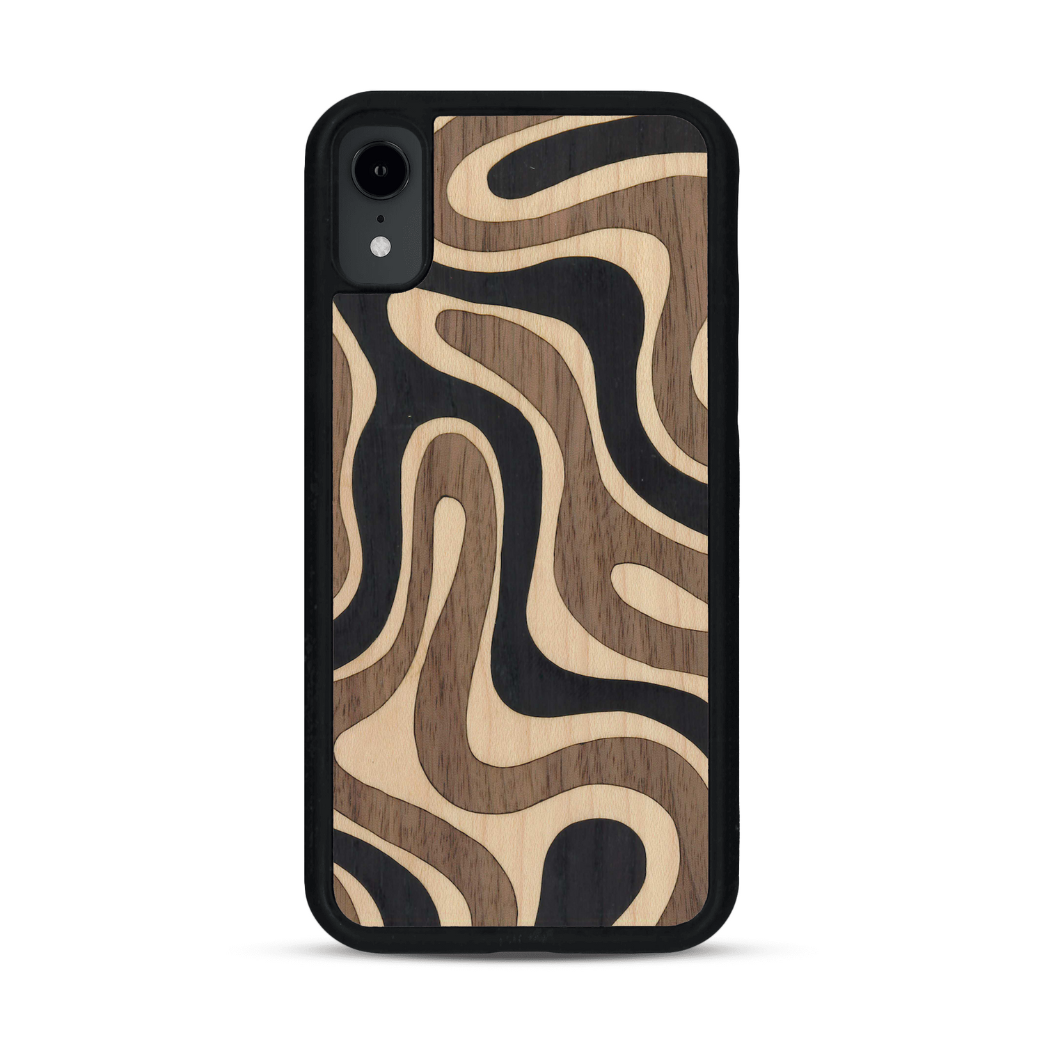 Coque de protection en bois véritable fabriquée en France pour  alliant plusieurs essences de bois pour représenter une ondulation