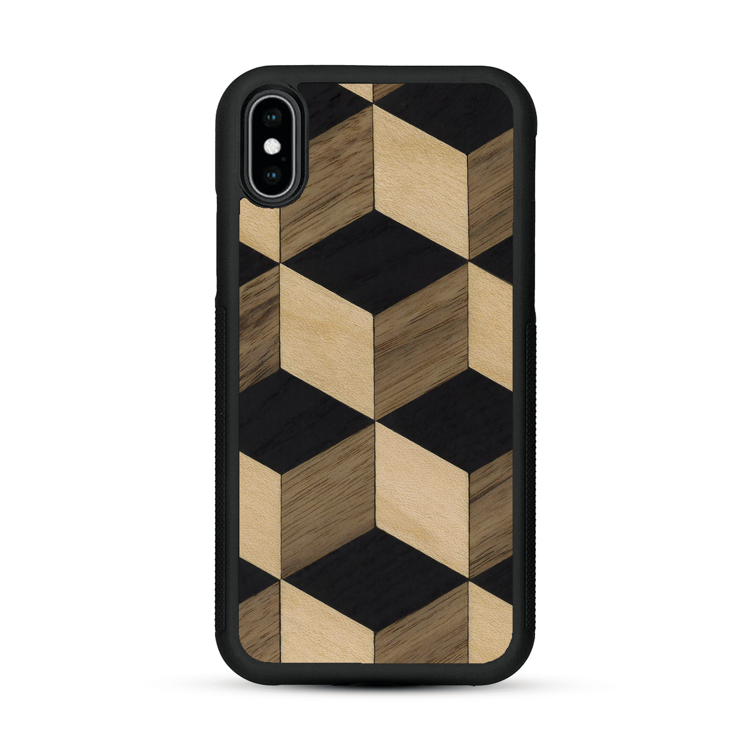 Coque de protection en bois véritable fabriquée en France pour  alliant plusieurs essences de bois pour représenter un classique intemporel de la marqueterie
