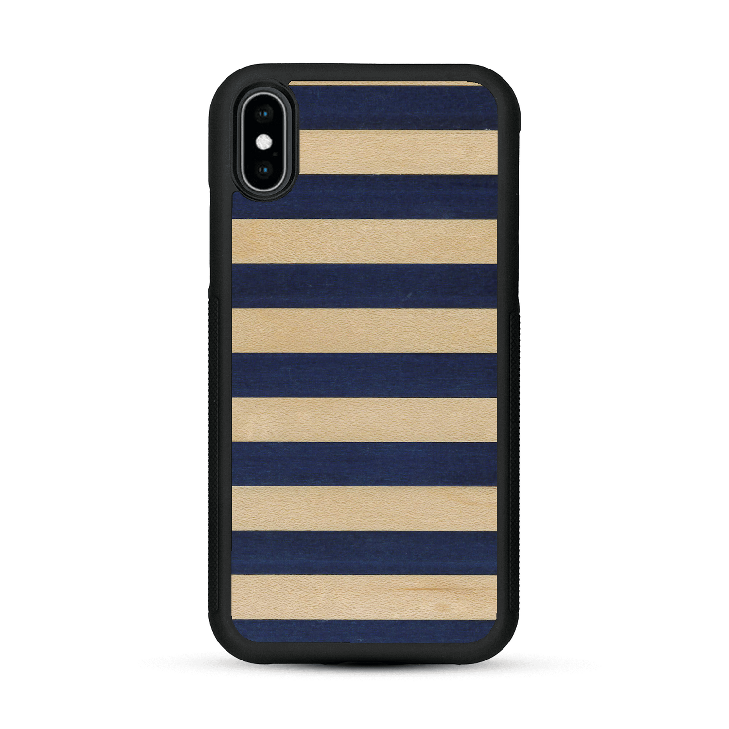 Coque de protection en bois véritable fabriquée en France pour  alliant plusieurs essences de bois pour représenter une marinière