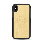 Coque de protection en bois véritable fabriquée en France pour  avec gravure personnalisée à partir d'une photo, d'une image, d'un logo, des initials ou d'une phrase